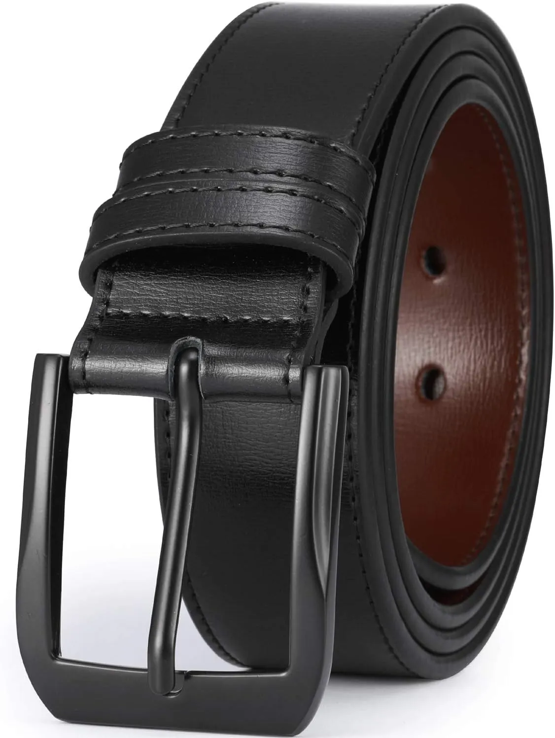 Men??s Casual Leather Jeans Belts 1 1/2?? Wide 4MM Thick Alloy Prong Buckle Work Dress Belt for Men