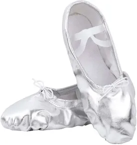 Nexete Ballet Dance Shoes Split-Sole Slipper Flats Ballet Dance PU Leather Shoes for Toddler Girl Kid Women