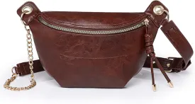 PU Leather Fanny Pack Crossbody Sling Bag for Women - Trendy Belt Bag with Adjustable Strap, Lightweight for Travel Daily Use (Dark brown)