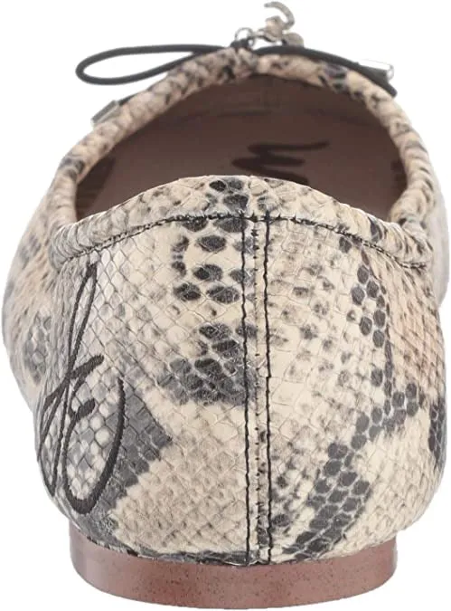 Sam Edelman Felicia Slip-On Rounded Toe Flexible Ballet Flat Black Nude Snake
