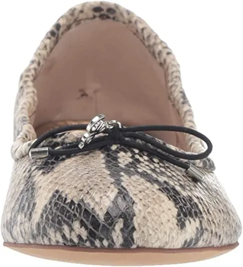 Sam Edelman Felicia Slip-On Rounded Toe Flexible Ballet Flat Black Nude Snake