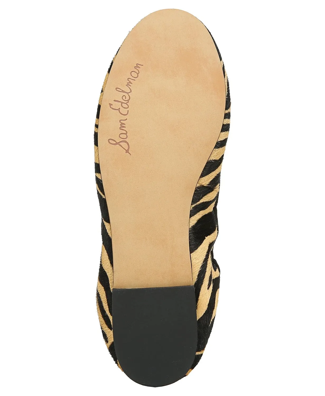 Sam Edelman Felicia Slip-On Rounded Toe Flexible Ballet Flat Black Nude Snake