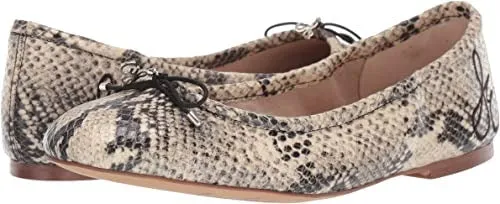 Sam Edelman Felicia Slip-On Rounded Toe Flexible Ballet Flat Black Nude Snake