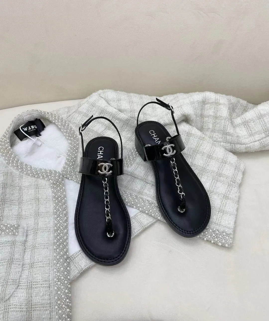SE871 2022 CC Patent Calfskin Sandals / Size5-11