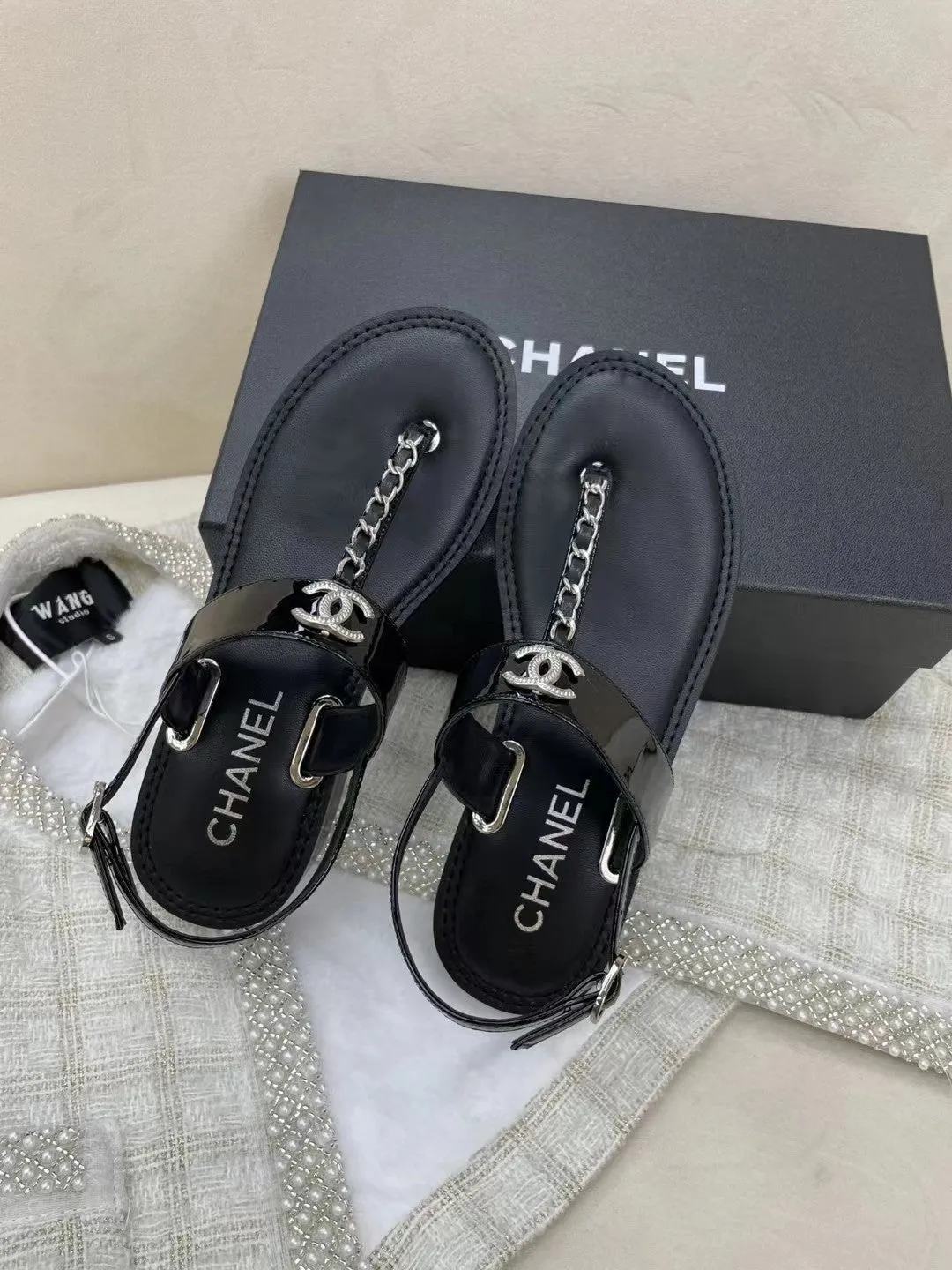 SE871 2022 CC Patent Calfskin Sandals / Size5-11