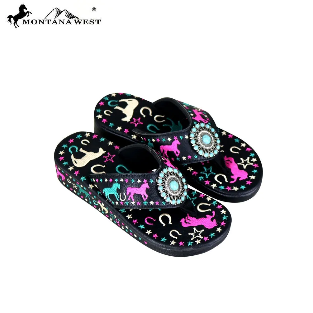 SF07-S144 Montana West Fun Novelty Embroidered Collection Flip Flops By Size