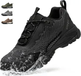 ulogu Waterproof Steel Toe Shoes for Men Comfy Lightweight Non Slip Safety Work Sneakers 6-Month Warranty