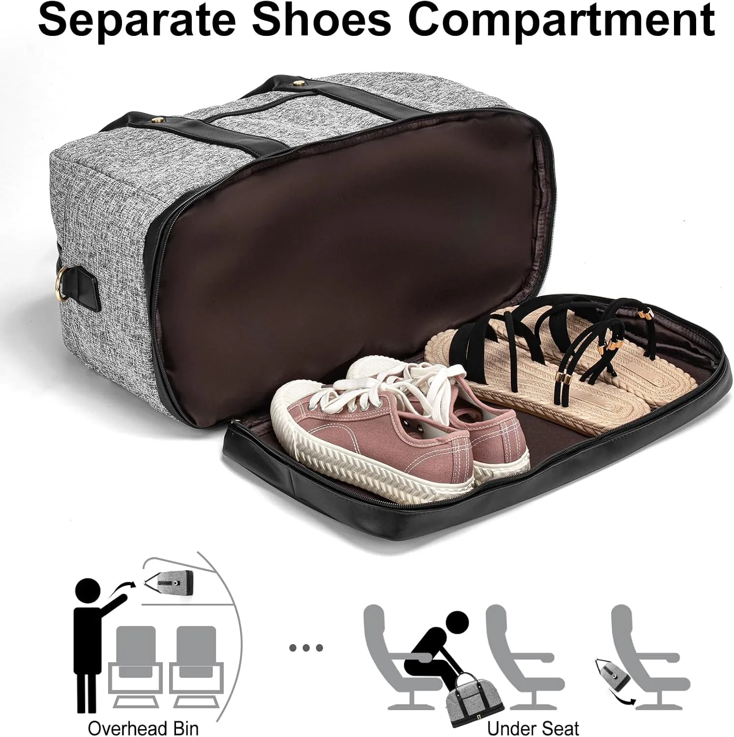 Weekender Bag for Women Canvas Overnight Bag Large Travel Tote Bag Carry on Shoulder Duffle Bag With Shoe Compartment,Perfect for Travel/Daily Use/Birthday Gift ??