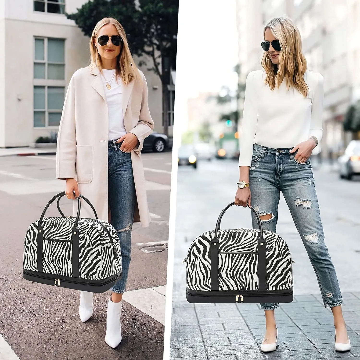 Weekender Bag for Women Canvas Overnight Bag Large Travel Tote Bag Carry on Shoulder Duffle Bag With Shoe Compartment,Perfect for Travel/Daily Use/Birthday Gift ??