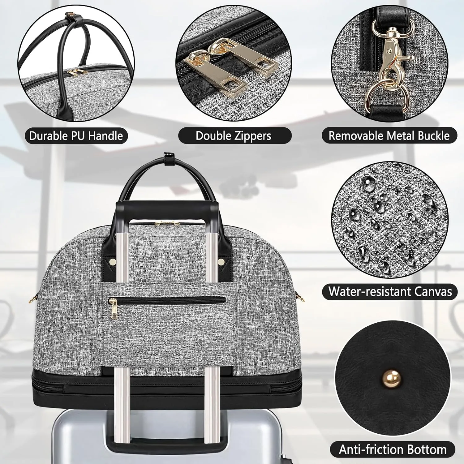 Weekender Bag for Women Canvas Overnight Bag Large Travel Tote Bag Carry on Shoulder Duffle Bag With Shoe Compartment,Perfect for Travel/Daily Use/Birthday Gift ??