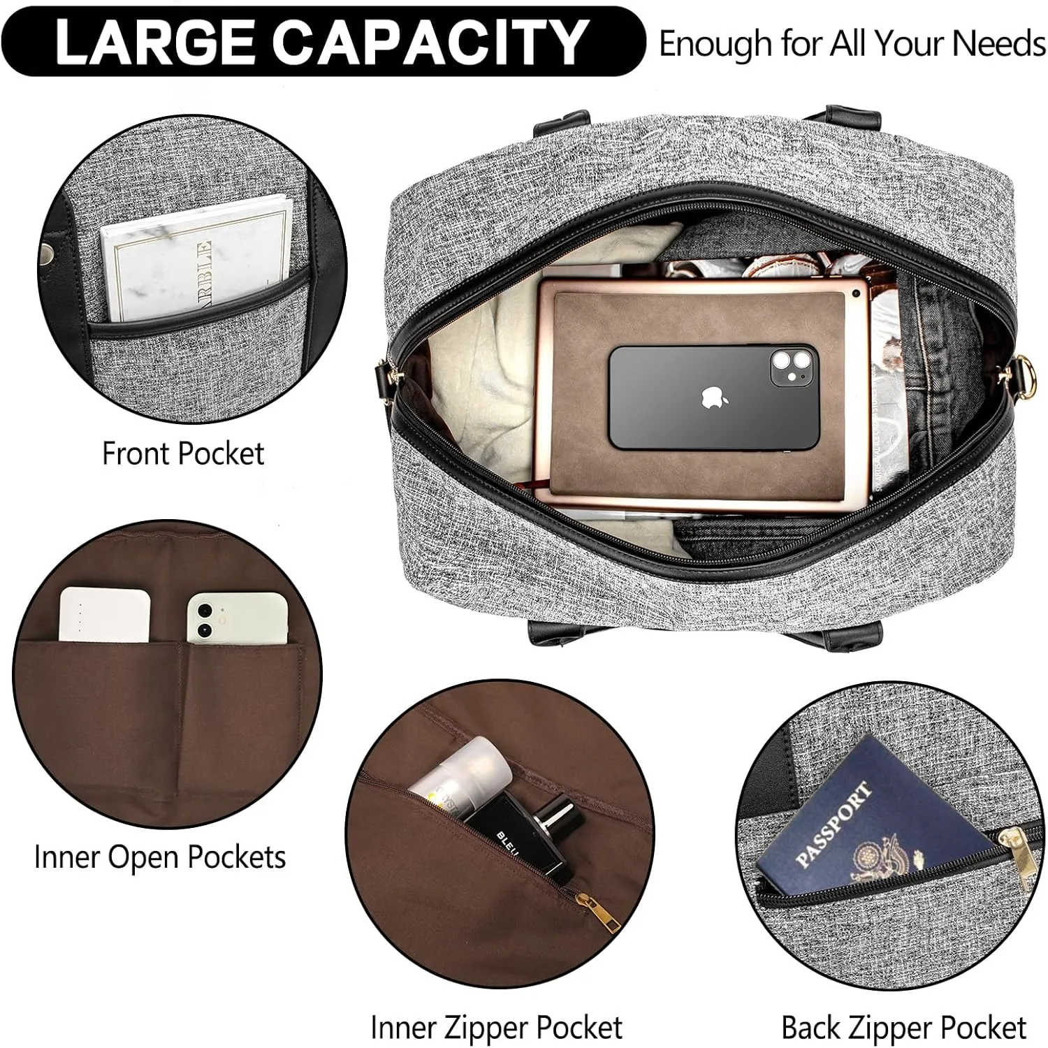 Weekender Bag for Women Canvas Overnight Bag Large Travel Tote Bag Carry on Shoulder Duffle Bag With Shoe Compartment,Perfect for Travel/Daily Use/Birthday Gift ??
