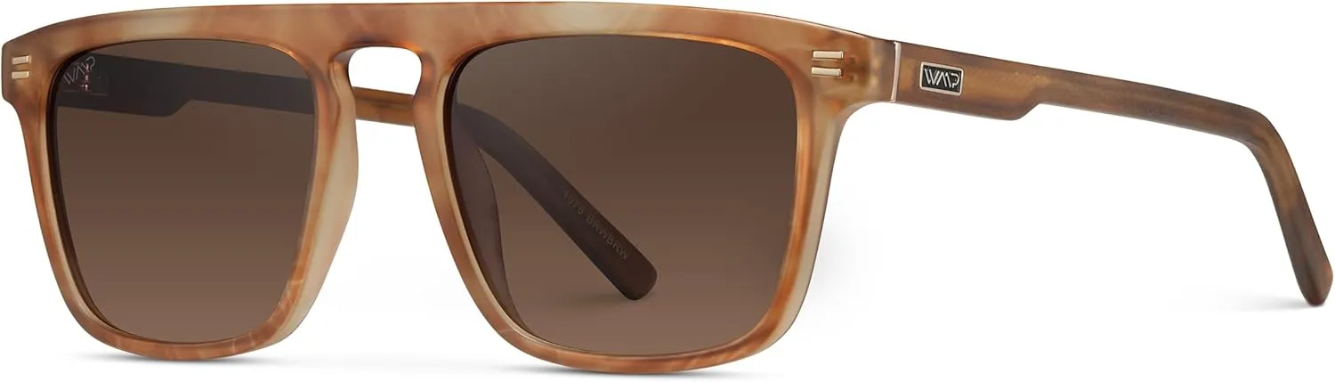 WMP Eyewear - Men's Polarized Bold Geometric Flat Top, Key Hole Design, Acetate Frame Sunglasses