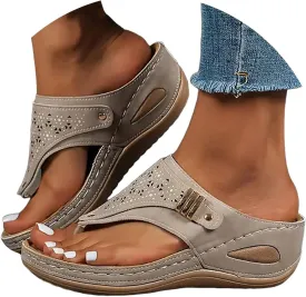 Women's Orthopedic Arch Support Wedge Sandals, Casual Platform Slip On Open Toe Sandals, Unisex-Adults